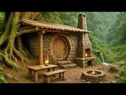 build a wooden house under a big rock