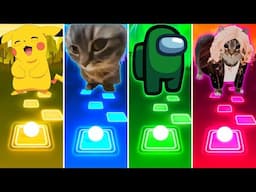 Pikachu vs Chipi Chapa Cat vs Among Us vs Oiia Cat - Tiles Hop
