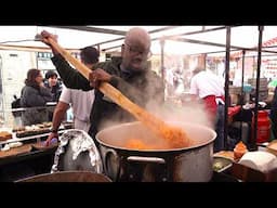 London Street Food. Cheesy Steaks, Sausages, French Indian and African Food. Broadway Market