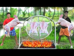 GYROSCOPE MUTTON GRILL | Cooking Whole Goat In Gyroscope Grill | Village Cooking