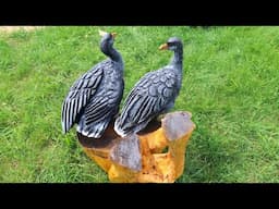Amazing CHAINSAW wood carving, wooden Wild Geese
