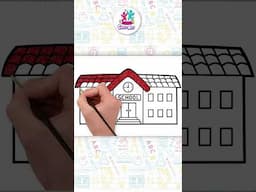 Learn How To Draw A School #shorts #howto #drawing #kidsvideo #hooplakidz #chikiart