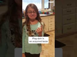 Nothing hits like that first bite of playdoh! 😋#baby #siblings #gross #funny #shorts