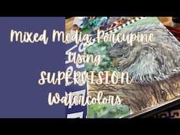 Mixed Media Porcupine Using SUPERVISION Watercolors | 40% Coupon In Description