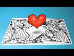 How to Draw a 3D Floating Heart | Optical Illusion Drawing