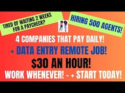 Tired Of Waiting 2 Weeks For A Paycheck? Get Paid Daily! Looking For 500 Agents Remote Job $30 An HR