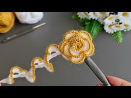 Crochet Art! 3D Looking Rose Model.Making a Rose Motif inJust 10 Minutes!Easy Crochet Flower Pattern