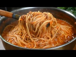 مكرونة السباغيتي رووعة بصلصة اللحم بقدر واحد! وصفة سريعة وسهلة! One-Pot Spaghetti in Meat Sauce