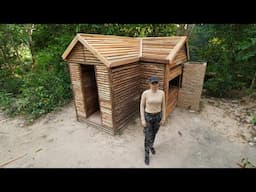 Building Amazing a Secret Log Cabin in the Woods With NO Power Tools!