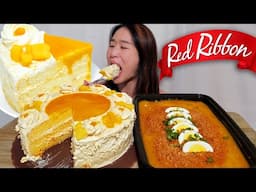The CREAMIEST Mango Cake! Filipino Dessert & Pancit Palabok Noodles From Red Ribbon Mukbang ASMR