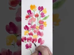 Simple Bouquet of Wildflowers With a Filbert Brush for the Beginner Watercolor Artist