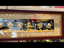 Tranh cửu long bằng đồng mạ vàng 24k 33x127cm