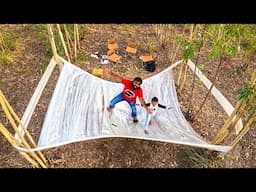 Picnic in jungle on treebed
