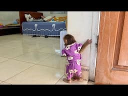 monkey abi pretended to sleep and ran away from mom to play outside