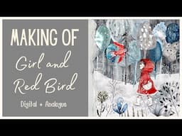 Illustration Process "Girl and Red Bird" -  Combining Analogue and Digital Media in Procreate