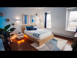 Modern and Cozy Bedroom Setup! (Blue and White)