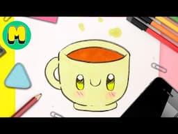 COMO DIBUJAR CAFE KAWAII PASO A PASO - Dibujos kawaii faciles - How to draw a COFFEE con Jape
