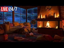 🔴 Deep Sleep in a Cozy Winter Cabin | Blizzard for Sleep, Relax, Study - Live 24/7