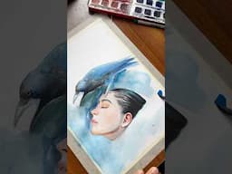 Badmosh Kawwaa 🐦‍⬛ #watercolorpainting #artshorts #artvideos