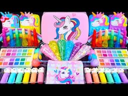 ASMR Unicorn Slime mixing Eyeshadow,Glitter &Random things into slime #Satisfying #slimeasmr #pony