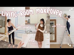 LIVING ROOM MAKEOVER 🏠 diy wall mouldings, kitchen paint + gender reveal!