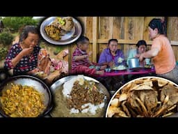 Jungle Mushroom Recipe with Rice cooking & Eating || Nepali Food Chyau Rice || New village food Vlog