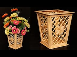 Easy Flower Vase | How to Make A Flower Vase with sticks | Simple flower pot craft