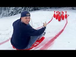 I Turned My Backyard Into a Snow Bowling Alley!