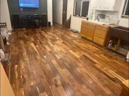 Finished Installing Acacia Hardwood Flooring on the DIY Single Wide Mobile Home Rebuild