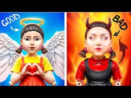 Good Squid Game Doll vs Bad Squid Game Doll Teacher at school!