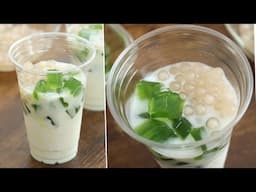 Sữa chua thạch lá nếp mát lạnh cho thời tiết nắng nóng | Pandan jelly and yogurt dessert