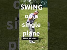 Setup and impact on a single plane for fastest improvement at golf.