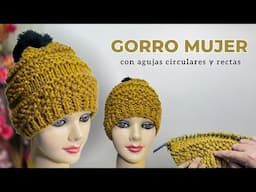 Gorro tejido a dos agujas para Mujer paso a paso - Vivirtejiendo
