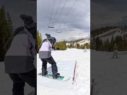 Teaching my girlfriend her first boardslide @clewsnowboarding @outdoormasterUS #snowboarding