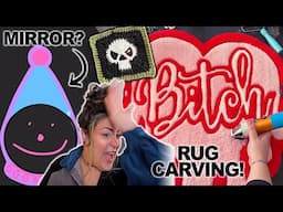 Satisfying RUG CARVING ✨ Drawing a CLOWN MIRROR? & My 1st Granny Square! | Artsy Studio Vlog #91