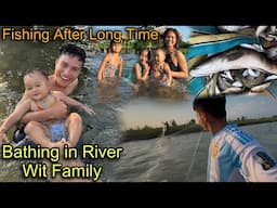 Fishing After Long Time || Bathing in River With Family || Rayon is Very Happy Today 😆🥰