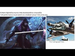 APHELIOS TURNS INTO BOMBARDINO CROCODILO AT 6 ITEMS (INSANE COMEBACK)