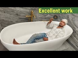 Standfree bathtub with long body mixer tap installation