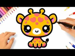 CÓMO DIBUJAR UNA JIRAFA KAWAII FACIL 🦒💟