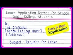 Leave application for school and college | How to Write Application  | Leave application format