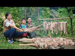 Traditional pork belly processing and preservation process, farm life, SURVIVAL ALONE