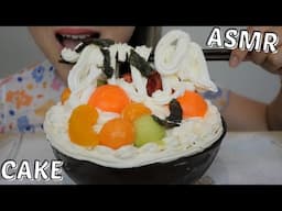 RAMEN BOWL CAKE *Fresh Chocolate Fruit Cake ASMR Soft Realxing Eating Sounds | N.E Let's Eat