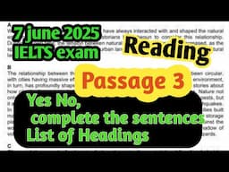 ielts reading  tips and tricks 2025  || 7 june ielts exam reading language PSG 3