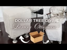 ELEVATE Your Home Decor with A DIY LUXURY Ottoman | Dollar Tree DIY | Cardboard Crafts