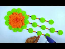 Handmade Flower Wall Decoration || Paper Flower Wall Hanging Easy Wall Decoration Ideas