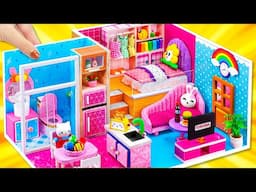 Build EASY Modern Mini House using Pink and Blue Color from Cardboard  ❤️ DIY Miniature House