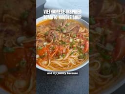 tomato noodle soup (Vietnamese Bún Riêu-inspired) 🍅🍜 #veganrecipes #noodles #soup