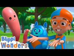 Blippi Meets Wave the Singing Worm! 🎶 Muddy Adventures & Musical Fun!