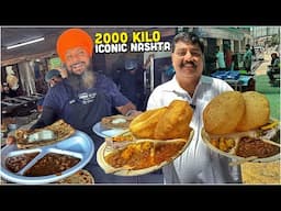 99/- Popular Indian Street Food Nashta 😍 White Makhan Amritsari Kulcha, Patiala Shahi Chole Bhature