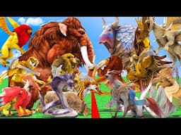 Prehistoric Mammals vs Ark Prehistoric Animals Size Comparison Mammoth vs Lion Animal Epic Battle